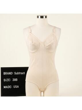 Vintage Subtract Body Briefer 38B Beige Firm Control Shaper Union Made USA 2545